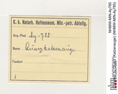 Etiketten zu Quarz (Katzenauge) (NHMW-MIN-Ay785)